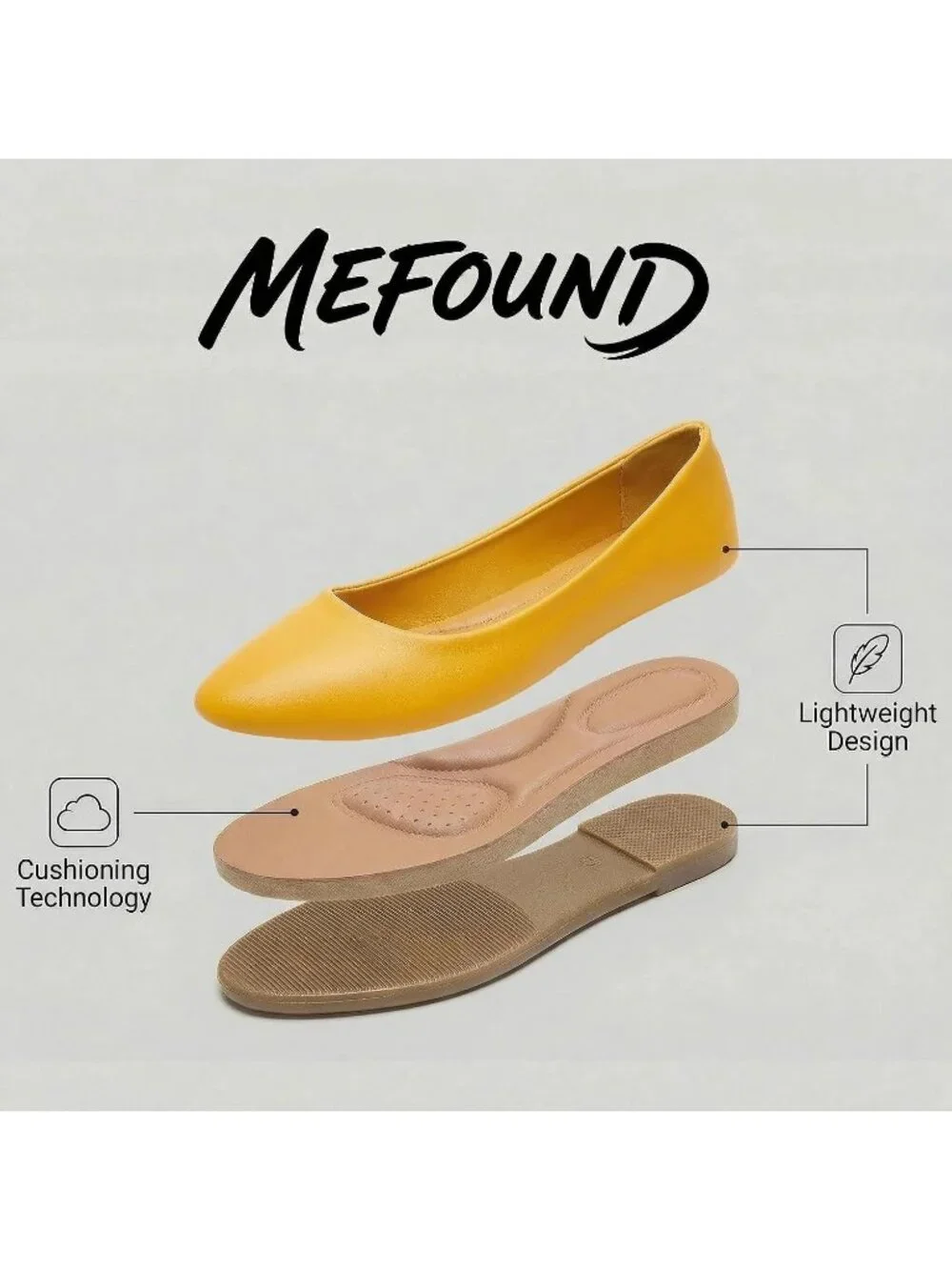 Women's Yellow PU Leather Comfortable Ballet Flat Slip on Round Toe Casual Shoes